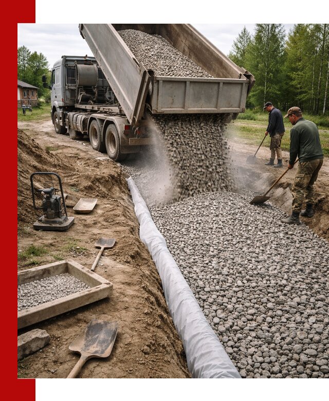 Гравий для дренажа с доставкой в Нижнем Тагиле качественный и недорогой