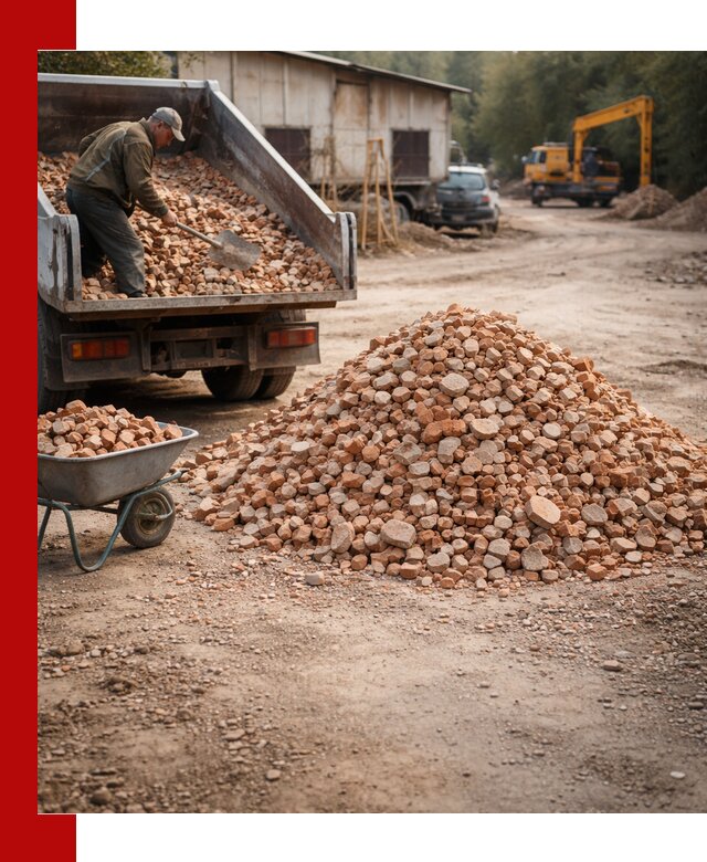 Доставка и подушка из боя кирпича с разгрузкой в Нижнем Тагиле