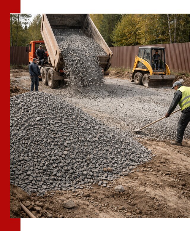 Отсыпка участка щебнем с доставкой и уплотнением в Нижнем Тагиле