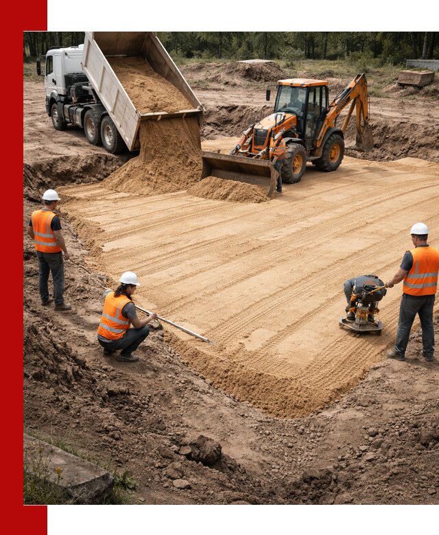 Устройство песчаной подушки для фундаментов и дорог в Нижнем Тагиле